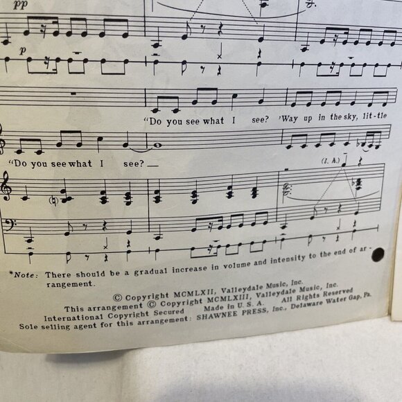 Do You Hear What I Hear SSA Treble Voice Piano Sheet Music 1963 Shawnee Press - Picture 6 of 10